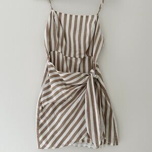 Essue Brown and White Striped Mini Dress